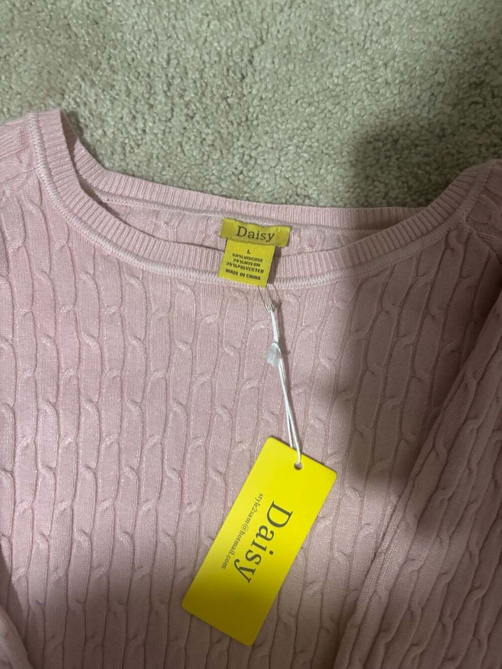 Daisy Women's Pink Cable Knit Sweater and Leggings Lounge Set Size L